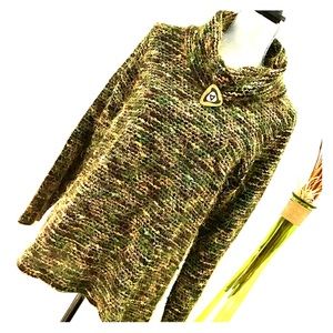 Vintage lightweight Fab fuzzy sweater nubby knit multicolored pullover